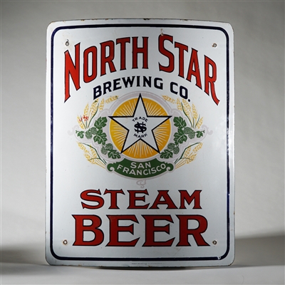 North Star Brewing Steam Beer Porcelain Curved Pre-prohibition Sign