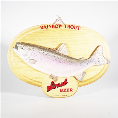 Straub Beer Rainbow Trout Cardboard Sign 
