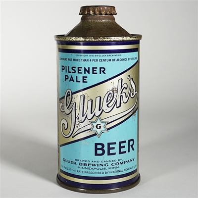 Glueks Pilsener Pale Beer Cone Top 165-5 RARE 165-5