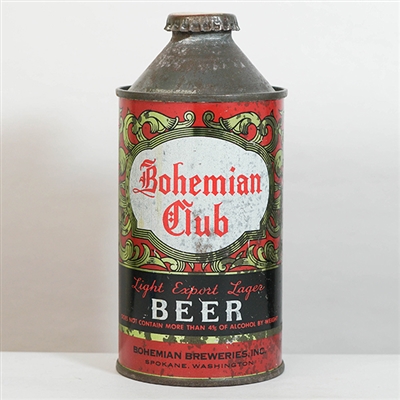 Bohemian Club Light Export Lager Beer Cone Top 154-1