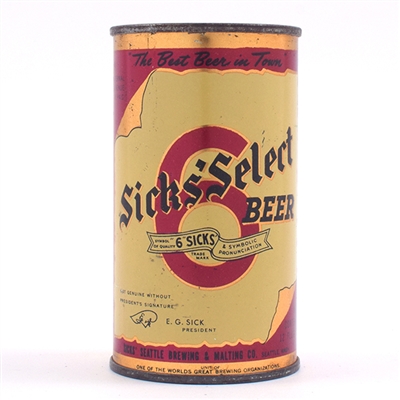 Sicks Select Beer Opening Instruction Flat Top 133-21