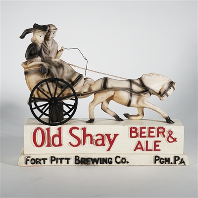 Fort Pitt Brewing Old Shay Beer Ale Horse Wagon Back Bar Statue 