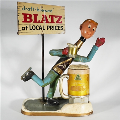 Blatz Ice Skating Draft Brewed At Local Prices Back Bar Statue 