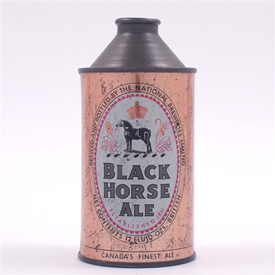 Black Horse Ale Canadian Cone Top BREWED AND BOTTLED