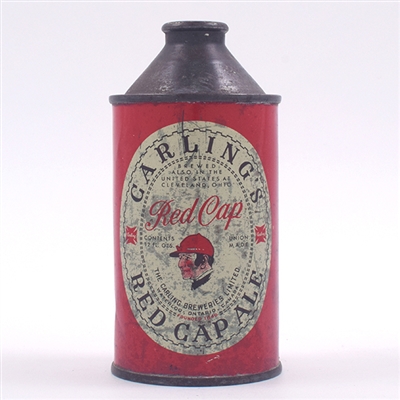 Carlings Red Cap Ale Canadian Cone Top CREAM OVAL