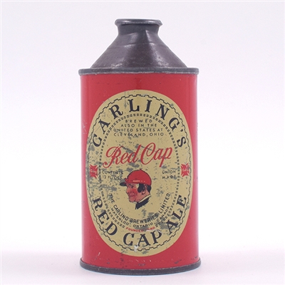 Carlings Red Cap Ale Canadian Cone Top YELLOW OVAL