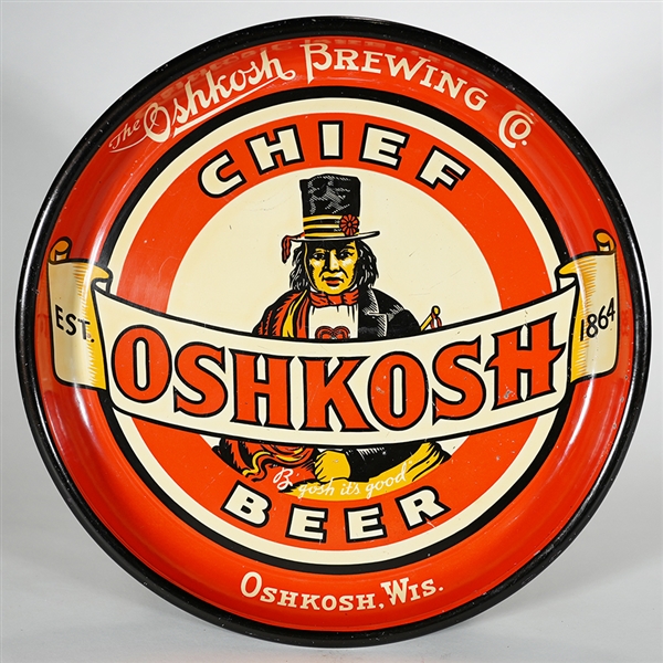 Chief Oshkosh Beer Serving Tray