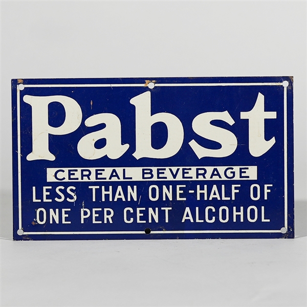 Pabst Cereal Beverage Prohibition Era Tin Sign 