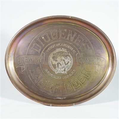 Diogenes Brewing Lager Beer Engraved Brass Advertising Tray 
