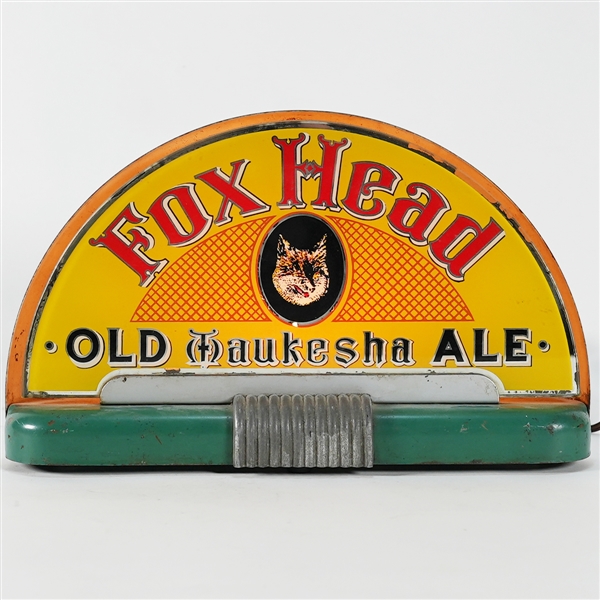 Fox Head Old Waukesha ALE Price Bros HALO Illuminated Sign WOW