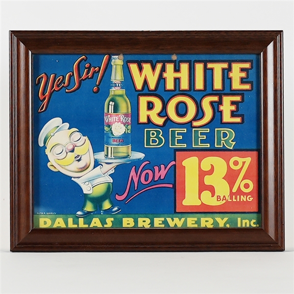 Dallas Brewery White Rose Beer Sign