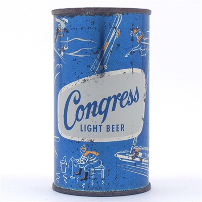 Congress Beer Set Can Flat Top Blue RED TRIM 50-38
