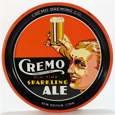 Cremo Old Time Sparkling Ale Man Holding Glass Tray