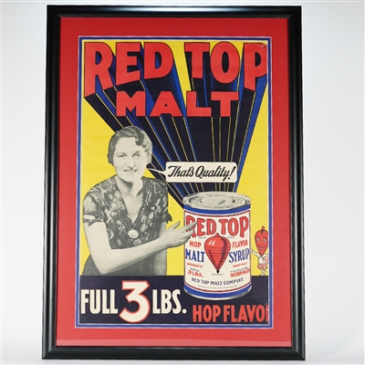 Red Top Malt Quality Full 3 LBS Hop Flavor Sign SCARCE