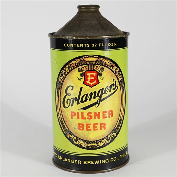 Erlangers Pilsner Beer Quart Cone CLEAN RARE 208-6