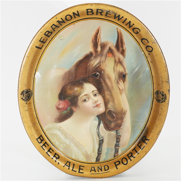 Lebanon Brewing Beer Ale Porter Woman Horse Tray 