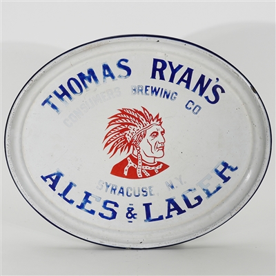 Thomas Ryan Consumer Ales Lager Indian Head Porcelain Tray 