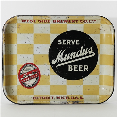 West Side Brewery Mundus Beer Tray DETROIT TOUGH 