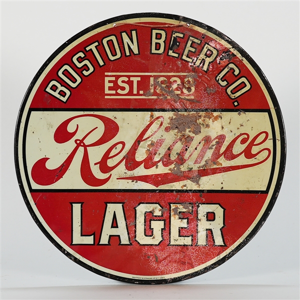 Boston Reliance Lager Tin Pre-prohibition Sign RARE 