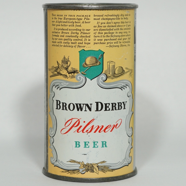Brown Derby Pilsner Beer OI Flat Top RAINER OI 133 42-20