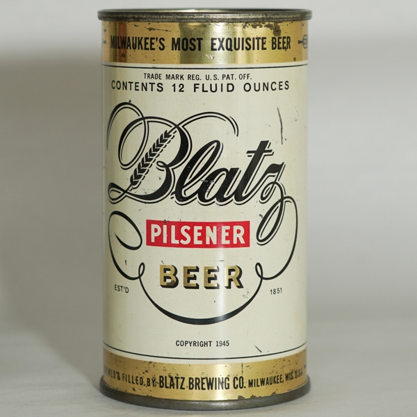 Blatz Pilsner Beer Flat Top IRTP LID 39-7
