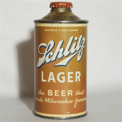 Schlitz Lager Beer FLAT BOTTOM  Cone Top 4 PERECNT 183-11