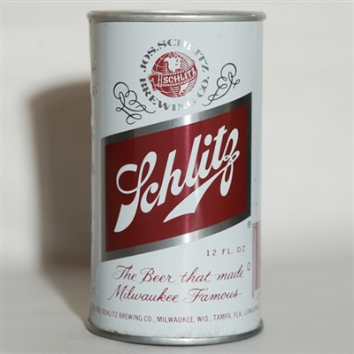 Schlitz Beer Pull Tab TEST CAN LIGHT RED SEMI FILLED GLOBE 241-29