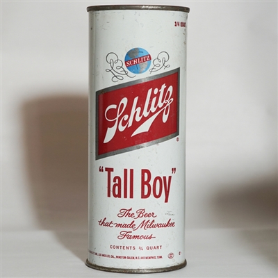 Schlitz Beer Tall Boy Quart Flat top 1969 