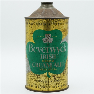 Beverwyck Irish Cream Ale Quart Cone Top BLACK TEXT 203-5