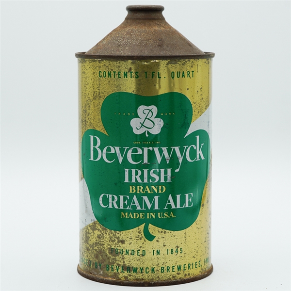 Beverwyck Irish Cream Ale Quart Cone Top GREEN TEXT 203-6