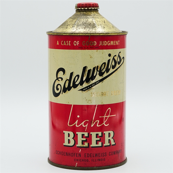 Edelweiss Light Beer Quart Cone Top WHOPPER TEXT 207-11