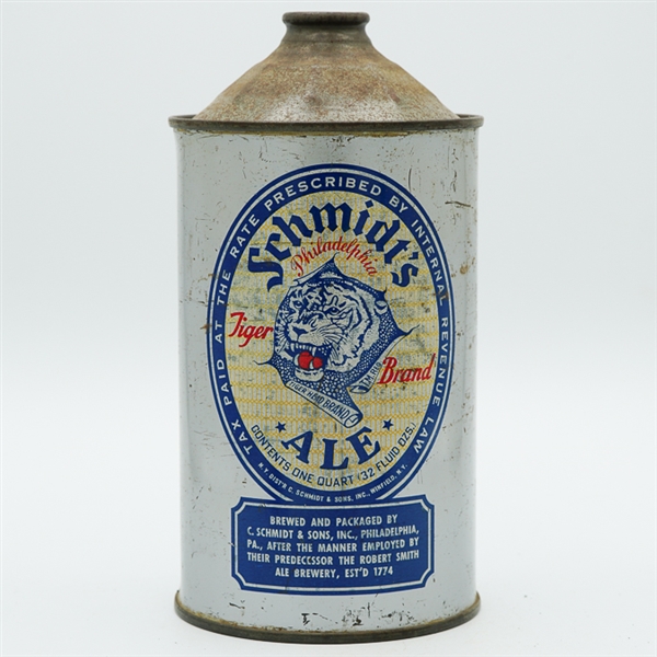 Schmidts Tiger Ale Quart Cone Top YELLOW BACKGROUND L218-15