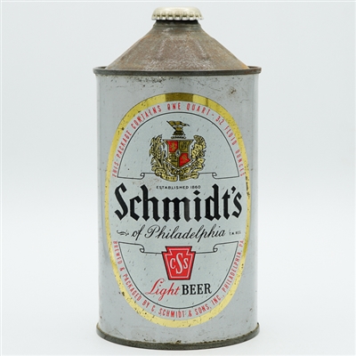 Schmidts Light Beer Quart Cone Top QUART IN OVAL 219-7