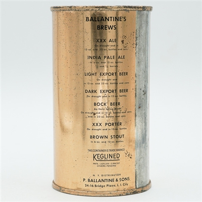 Ballantines XXX ALE Flat Top KEGLINED UNDER PRODUCTS GOLD 