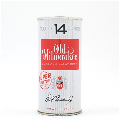 Old Milwaukee Beer 14 Ounce Aluminum Super Softop Flat Top 233-8