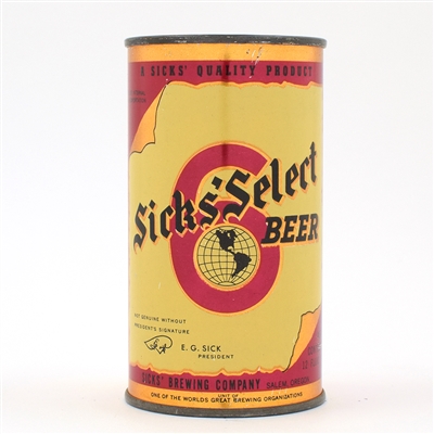 Sicks Select Beer Instructional Flat Top WITHDRAWN FREE 133-11 USBCOI 759