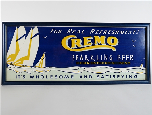 Cremo Sparkling Beer Nautical Scene Cardboard Sign SCARCE