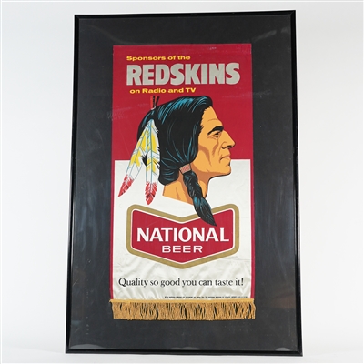 National Beer Sponsors Redskins Radio TV Feathered Native American Silk Sign