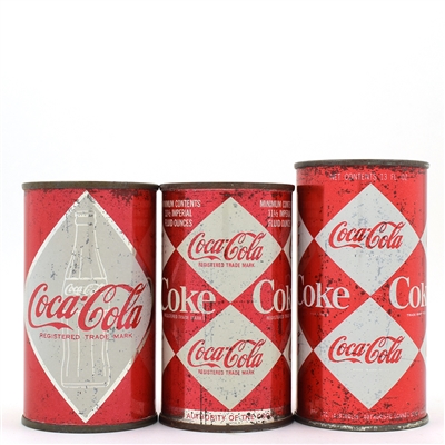 Coca-Cola Flat Tops Lot of 3 Different Non-US Cans