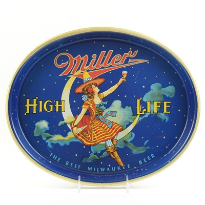 Miller Beer Girl On Moon 1940s Serving Tray