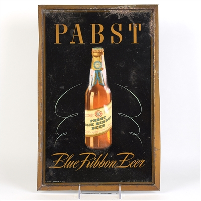 Pabst Blue Ribbon 1940s Embossed Self-Framed Tin Easel Sign