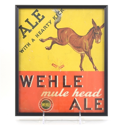 Wehle Mule Head Ale 1930s Cardboard Sign