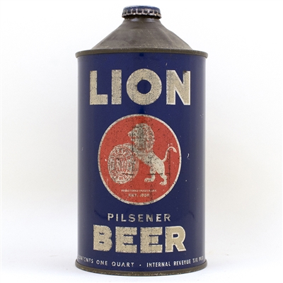 Lion Pilsener Beer Quart Cone Top Can