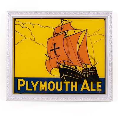 Plymouth Ale Reverse Painted Glass Ship Sign