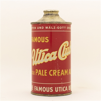 Utica Club Cream Ale Low Profile Cone Top Beer Can
