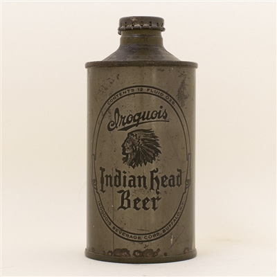 Iroquois Indian Head Beer WFIR Olive Drab J Spout Cone Top