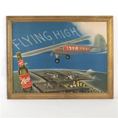 Metz Beer Flying High Airplane Sign