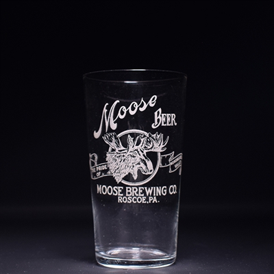 Moose Beer Pre-Pro Etched Drinking Glass