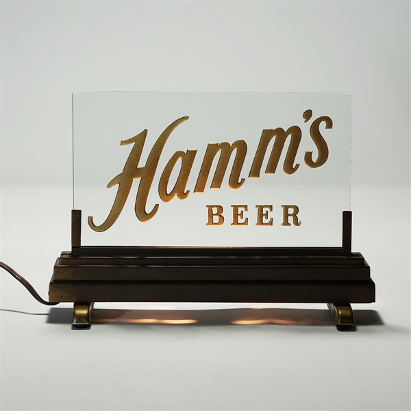 Hamms Beer Etched Glass Illuminated Sign 