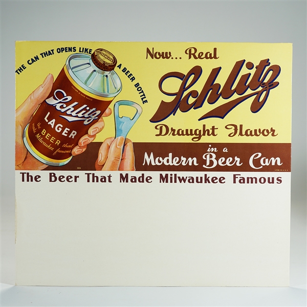 Schlitz Lager Beer FBIR Cone Top Sign 